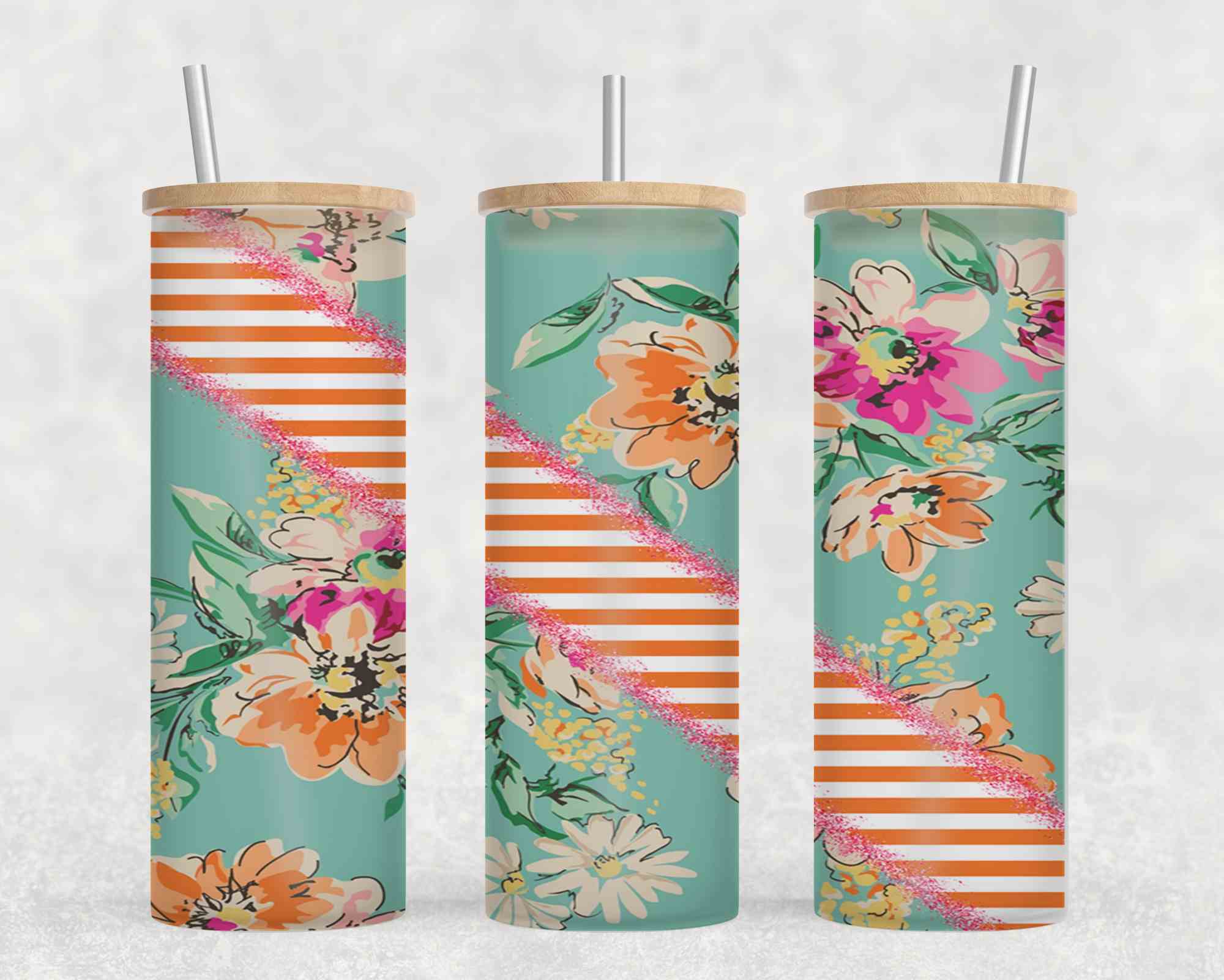 Vintage Flower Orange Stripe-10621